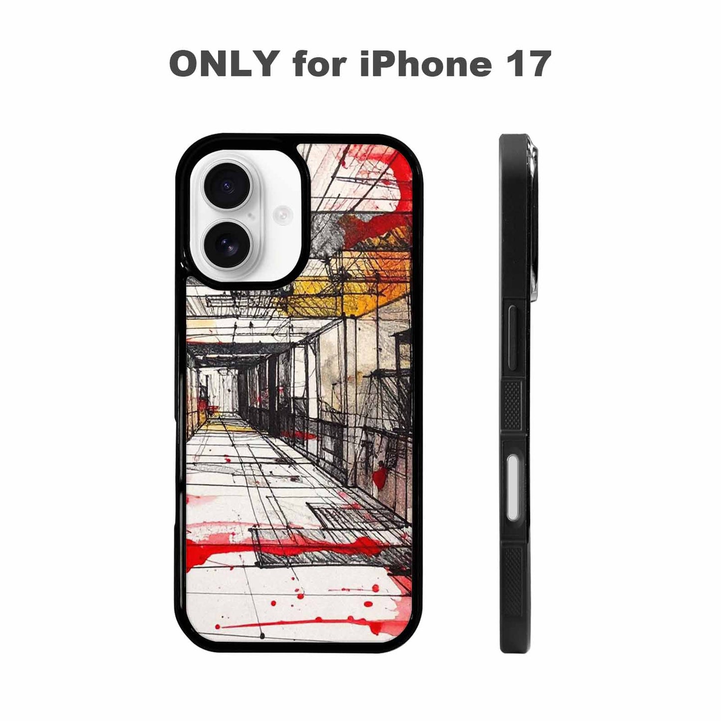 iPhone 17 Case — Black &amp; Red Ink Galaxy Space, Custom Phone Case