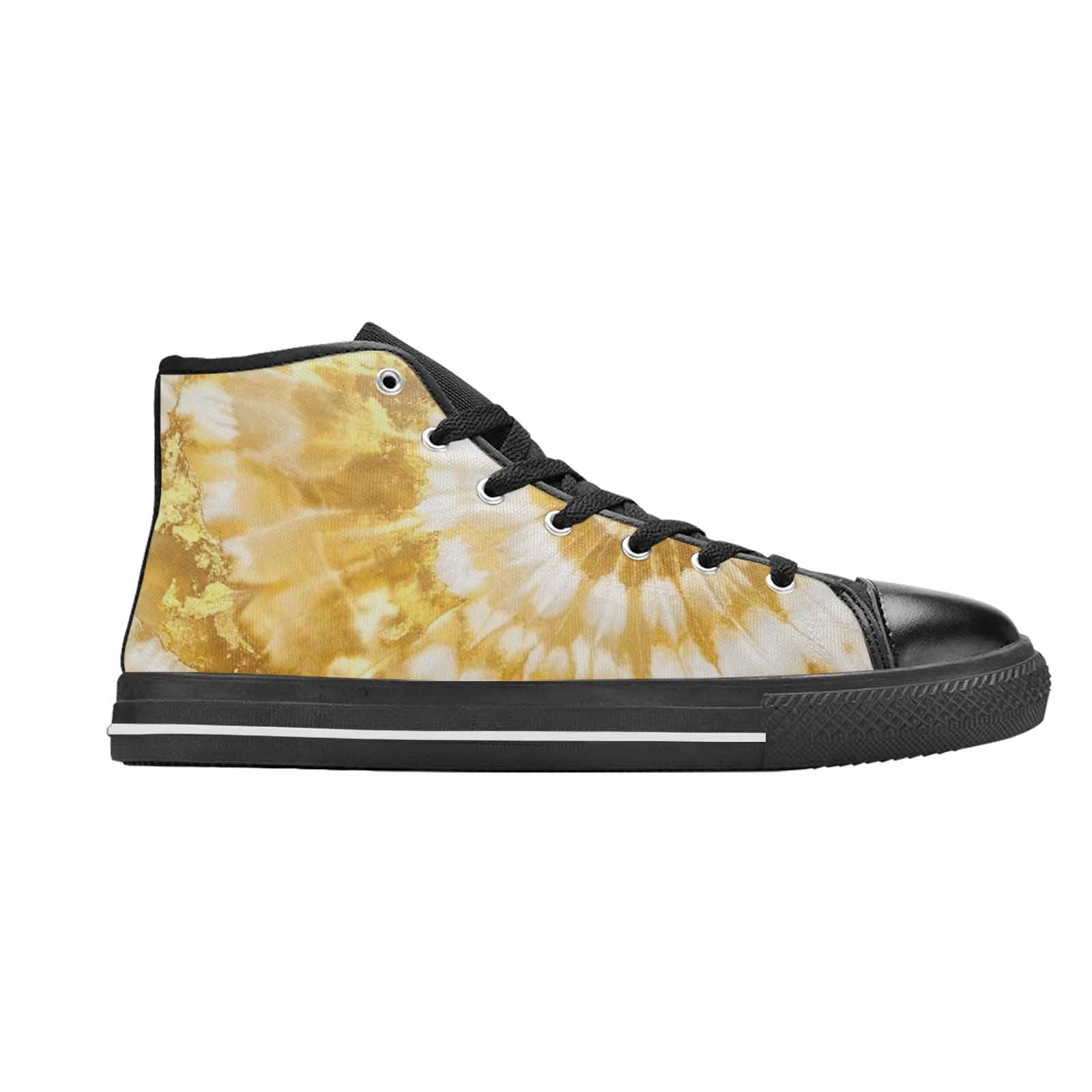 MEN'S Tie Dye Metallic Gold White High Top Canvas Y2K Shoes