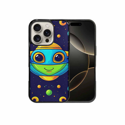 iPhone 16 Pro Case — Alien Ufo Cartoon Art Pattern, Custom Made Phone Cover