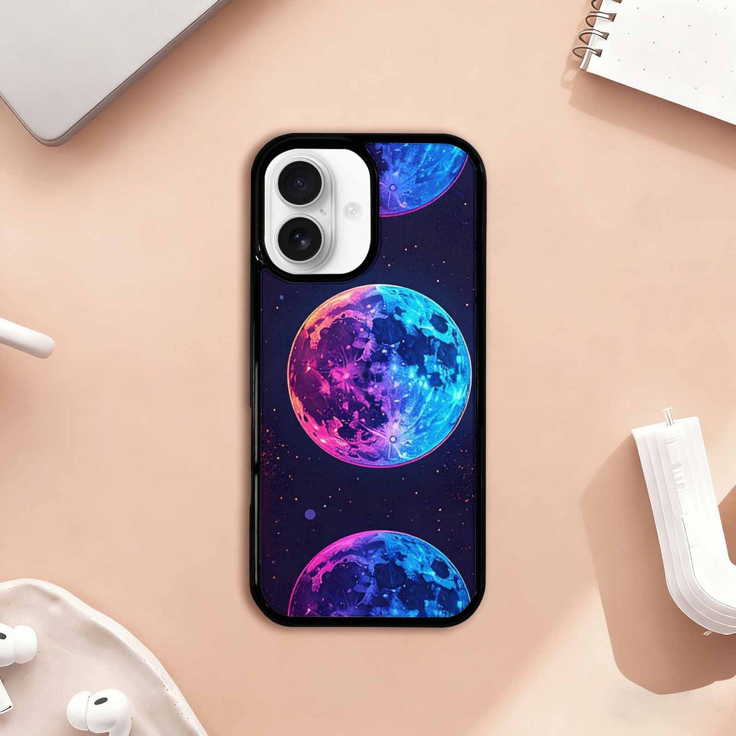 iPhone 17 Case — Neon Winter Moon Cartoon Cute, Customized Protective Case