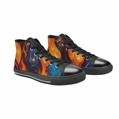 WOMEN'S Fire Flame High Top Canvas Y2K Sneakers