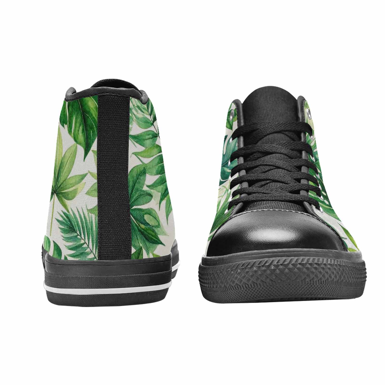 MEN'S Seven-Point Palmate Leaf High Top Canvas Vibrant Chaos Custom Sneakers