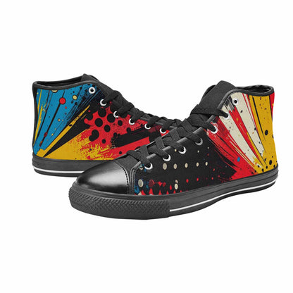 WOMEN'S Comic Book Halftone High Top Canvas Vibrant Chaos Custom Sneakers