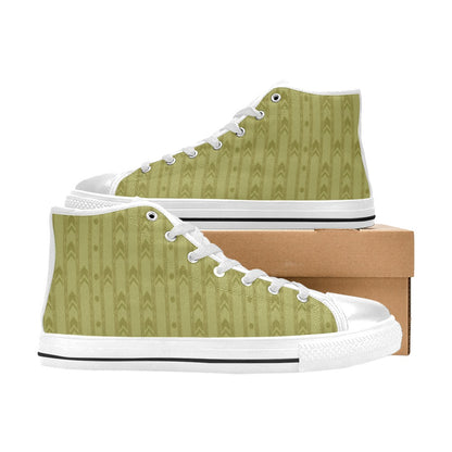 Liminal Horror High-Tops | Yellow Wallpaper Sneakers Kids' High Top Canvas Shoes-4 Sides (Model 017)