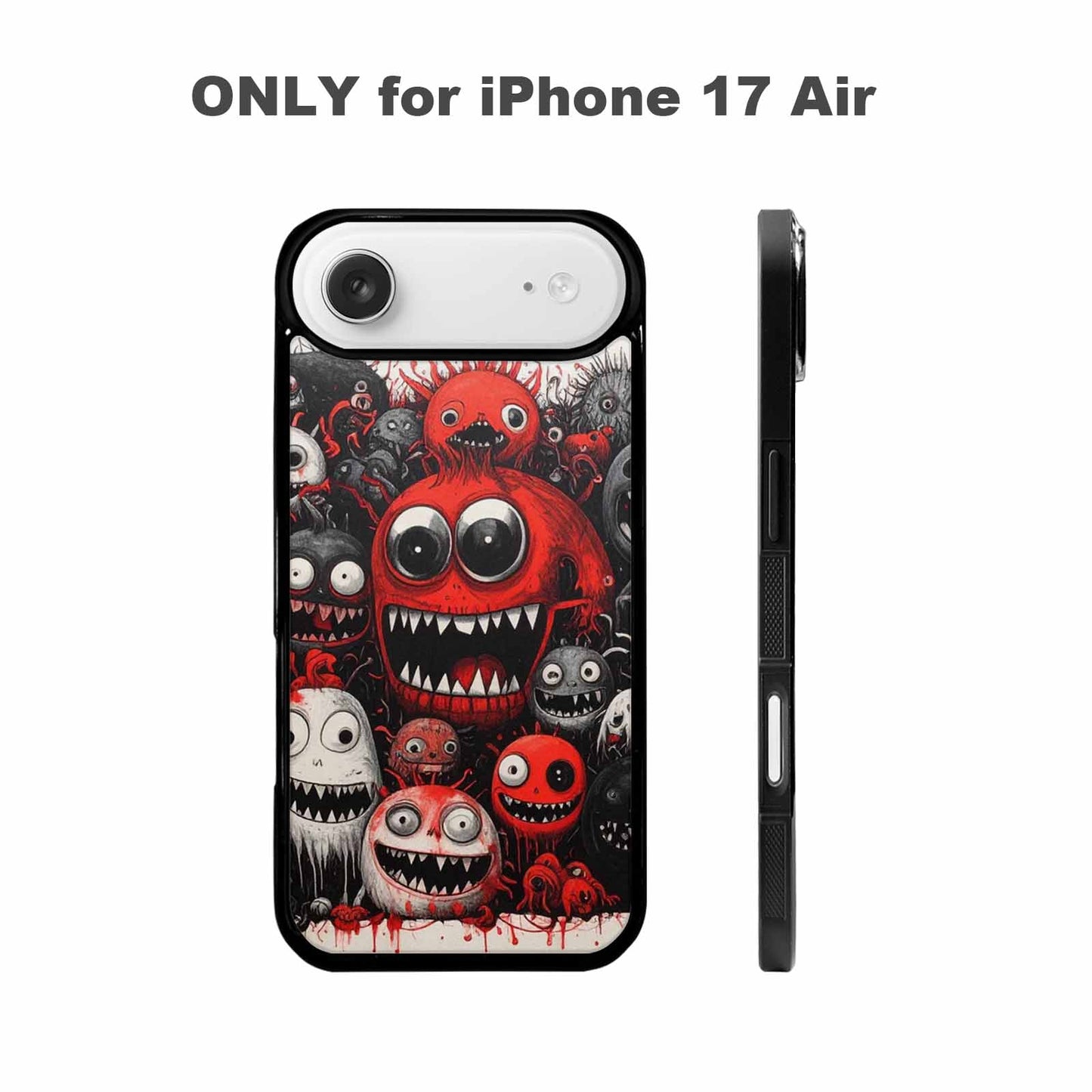 iPhone 17 Air Case — Black Red Ink Monsters General Cartoon, Customized Protective Case