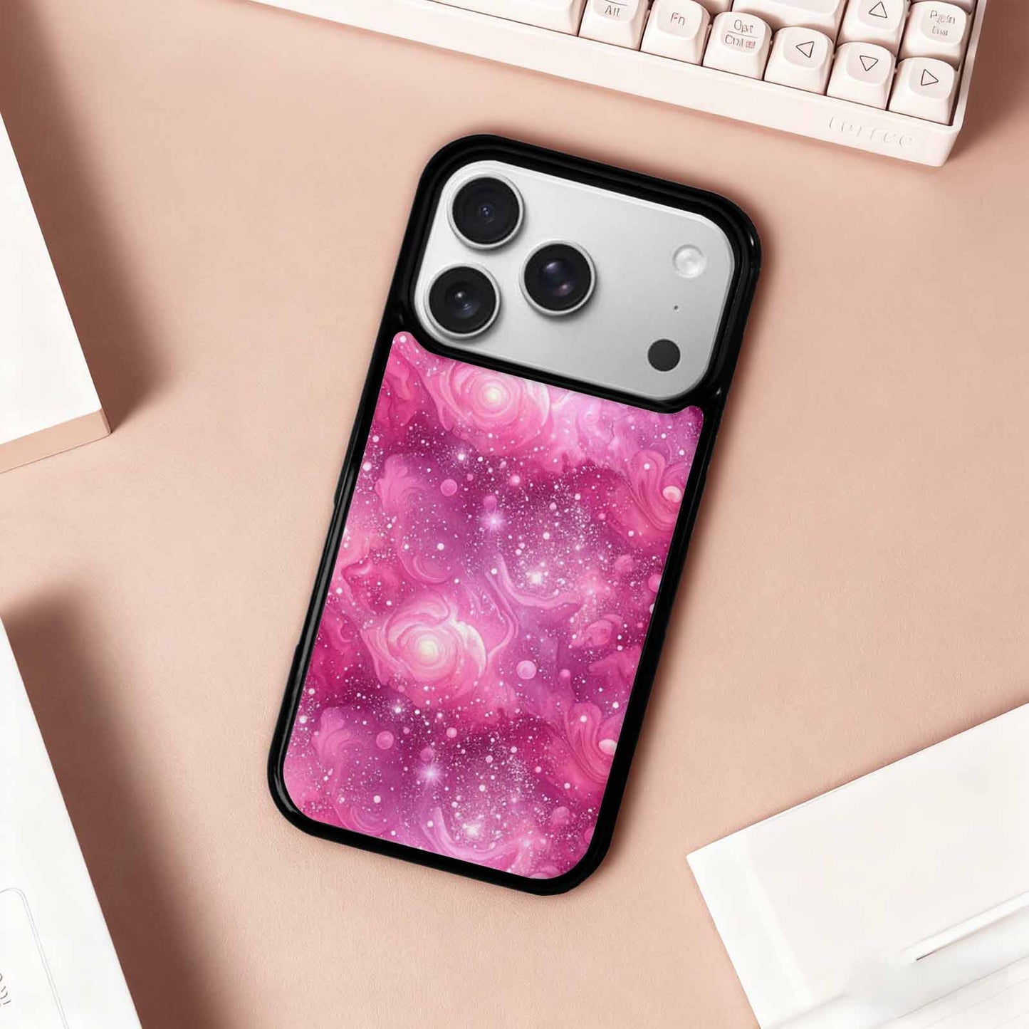 iPhone 17 Pro Case — Galaxy Art Pink Aurora Small Galaxy, Unique Phone Case Design