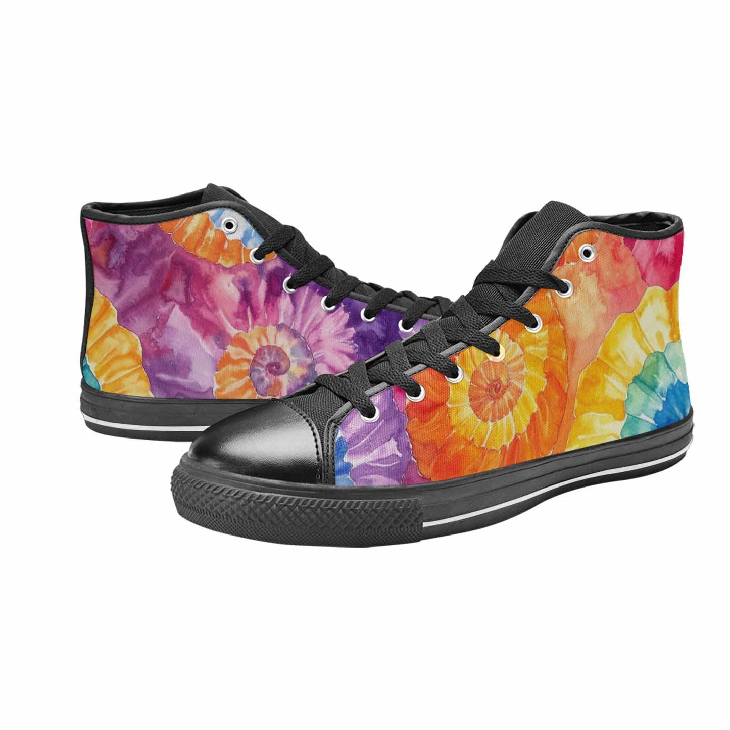 MEN'S Tie Dye Swirl High Top Canvas Neon Fantasy Custom Sneakers