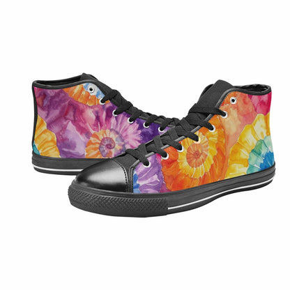 MEN'S Tie Dye Swirl High Top Canvas Neon Fantasy Custom Sneakers