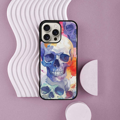 iPhone 16 Pro Max Case — Kulls Watercolor Skulls Small Skull Pattern, Custom Print Case Cover