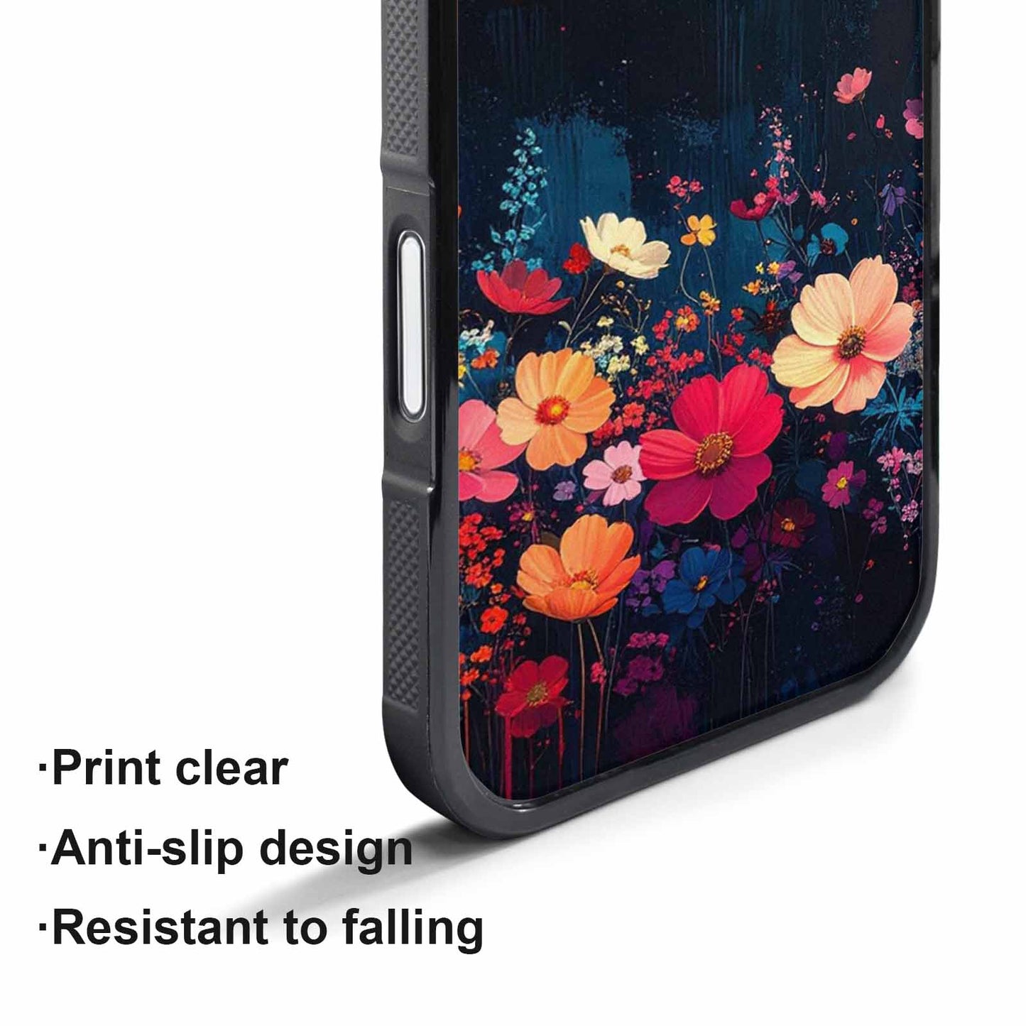 iPhone 17 Pro Case — Shadowy Glitch Floral Pattern Hundreds Floral, Custom Print Case Cover