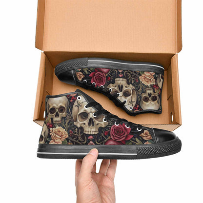 MEN'S Skulls - Roses High Top Canvas Aesthetic Custom Shoes