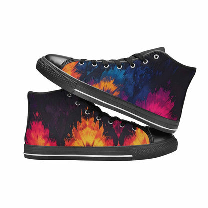 WOMEN'S Tie Dye Dark High Top Canvas Vibrant Chaos Sneakers