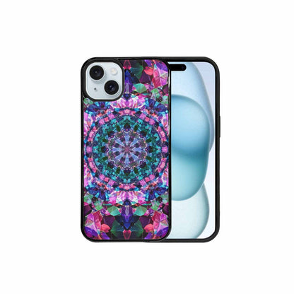 iPhone 15 Plus Case — Crystal Mandala Art Seamless Pattern Vibrant, Custom Printed Phone Case
