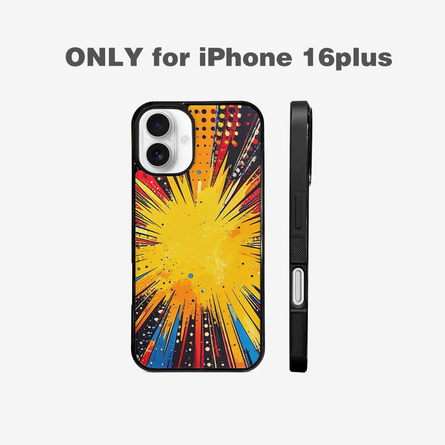 iPhone 16 Plus Case — Comic Halftone Comic Bursts Pattern Hundreds, Personalized Phone Case