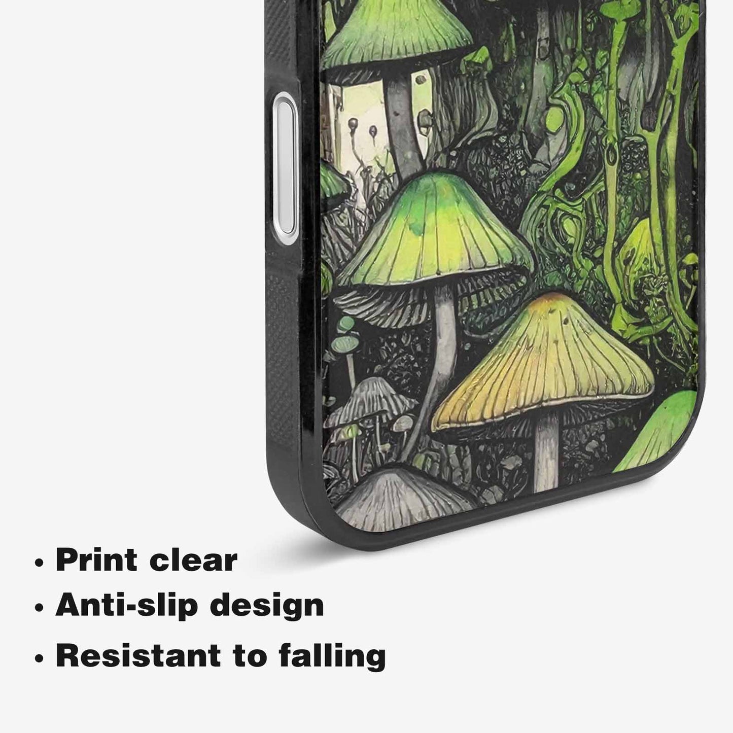 iPhone 16 Case — Rainbow Drip Mushrooms Black Green Ink, Custom Designed Case Cover