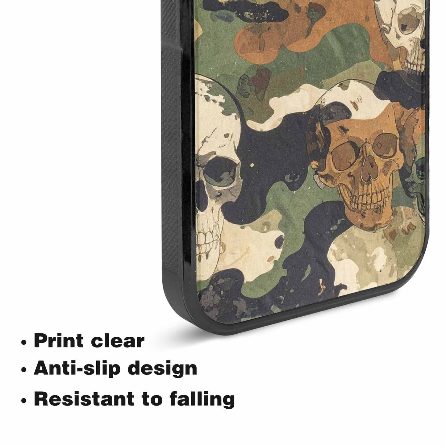 iPhone 15 Plus Case — Military Camo Texture Combined With Distressed, Custom Printed Phone Case