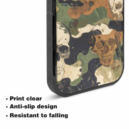 iPhone 15 Plus Case — Military Camo Texture Combined With Distressed, Custom Printed Phone Case
