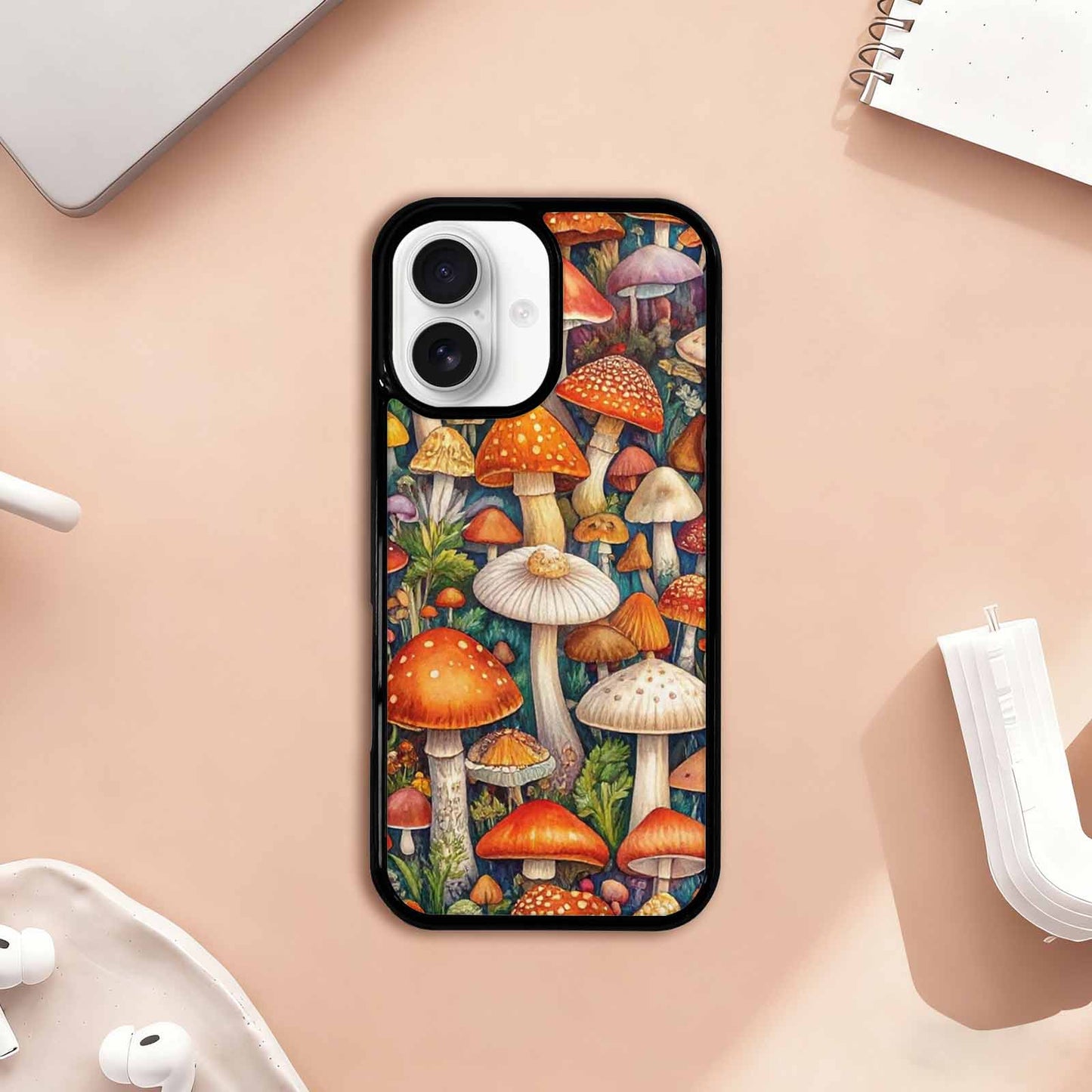 iPhone 17 Case — Mushrooms (general) Mushrooms Pattern Original Art, Personalized Phone Case