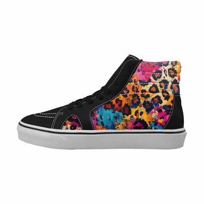 WOMEN'S Leopard Full Color High Top Canvas Artist-designed Grunge Original Art Sneakers