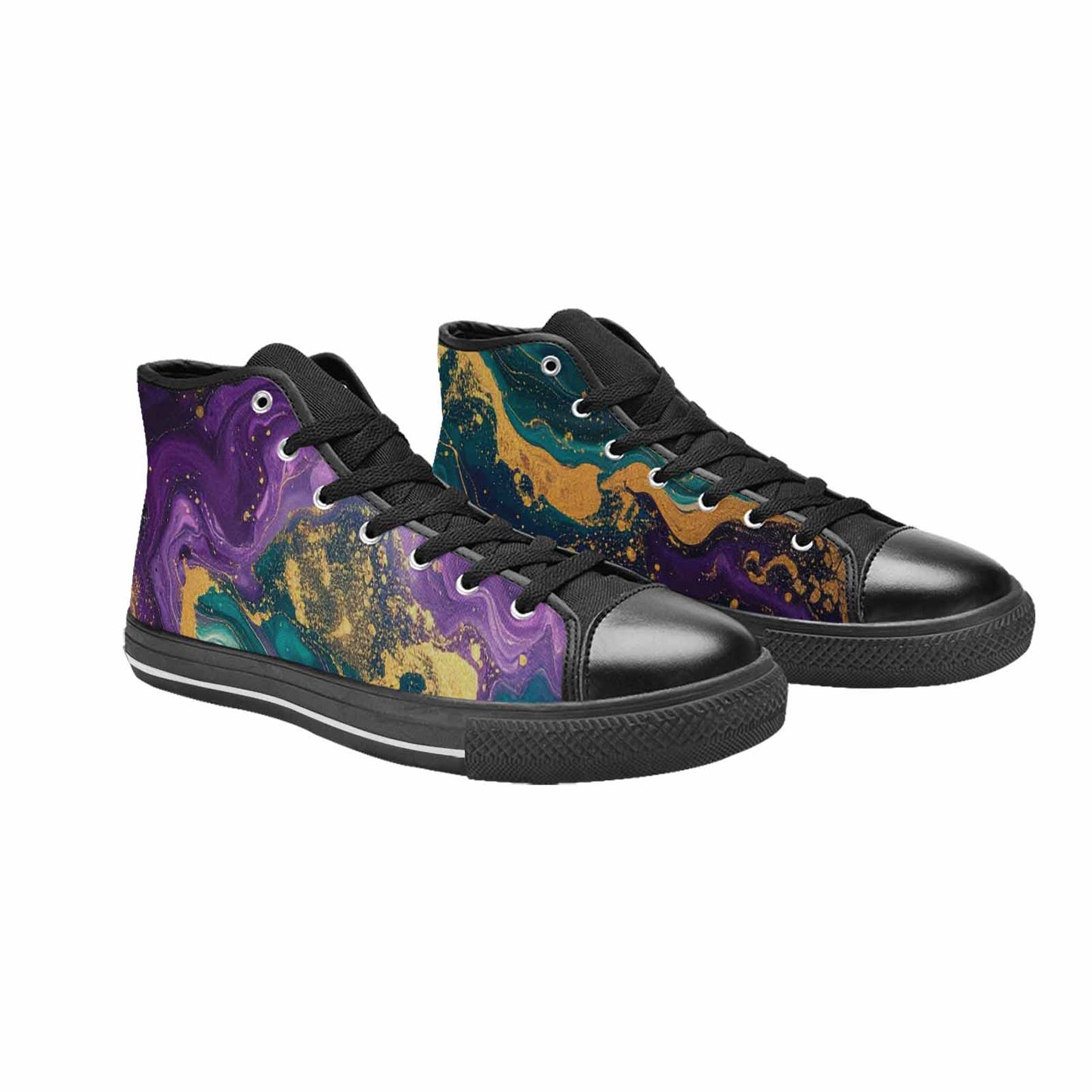 MEN'S Marble Galaxy Swirl High Top Canvas Vibrant Chaos Custom Shoes