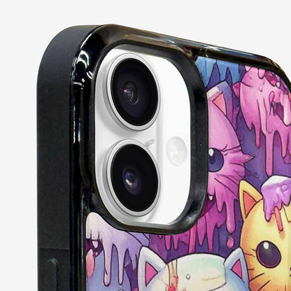 iPhone 16 Case — Pastel Gore Cat Character Pattern Hundreds, Original Design Phone Case