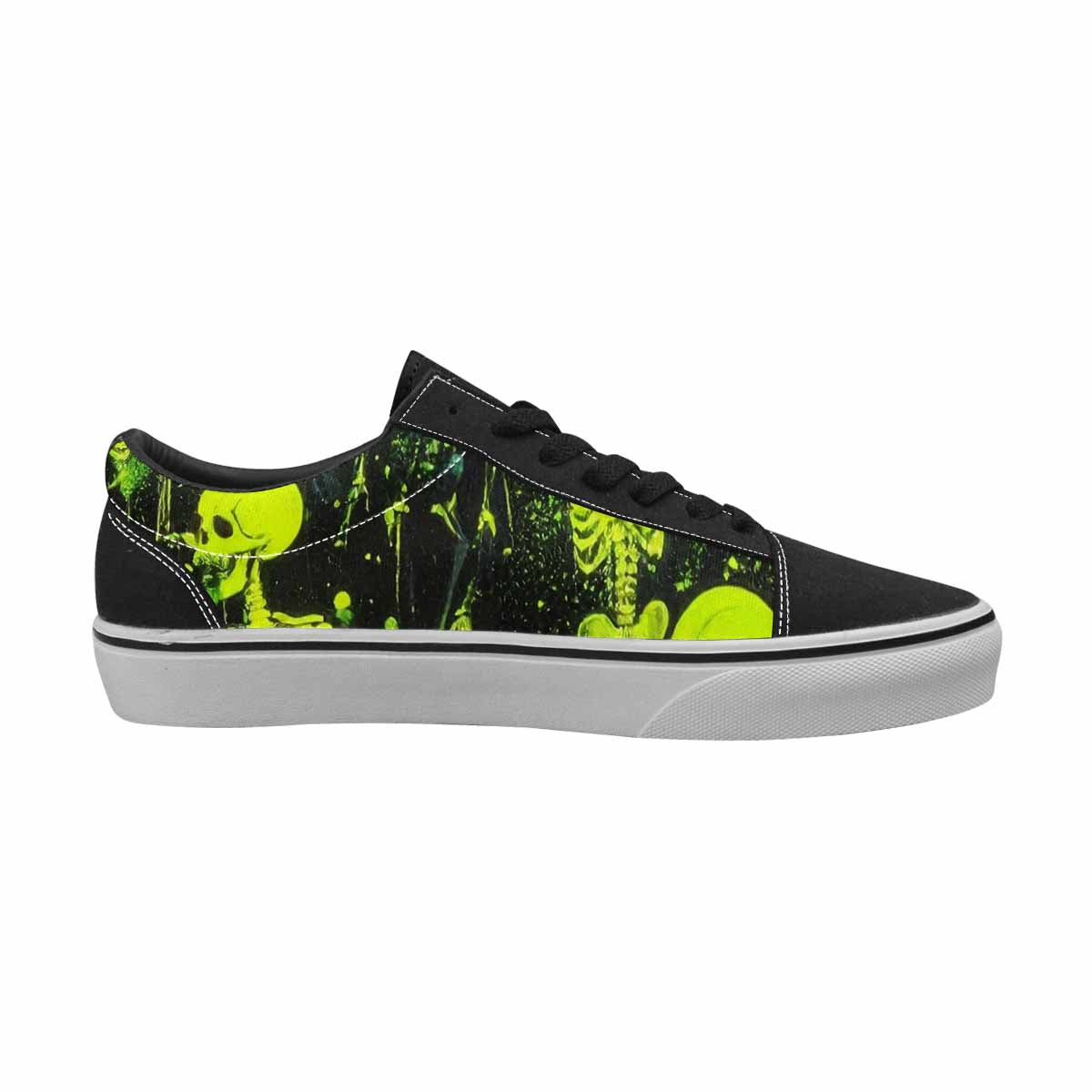 WOMEN'S Skeletons × Neon Green Lace-Up Canvas Dreamlike Shoes