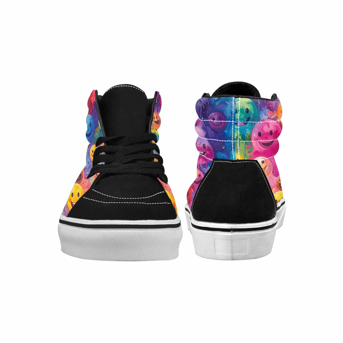MEN'S Smiley Facessmiley Faces  High Top Canvas Cottagecore Custom Sneakers