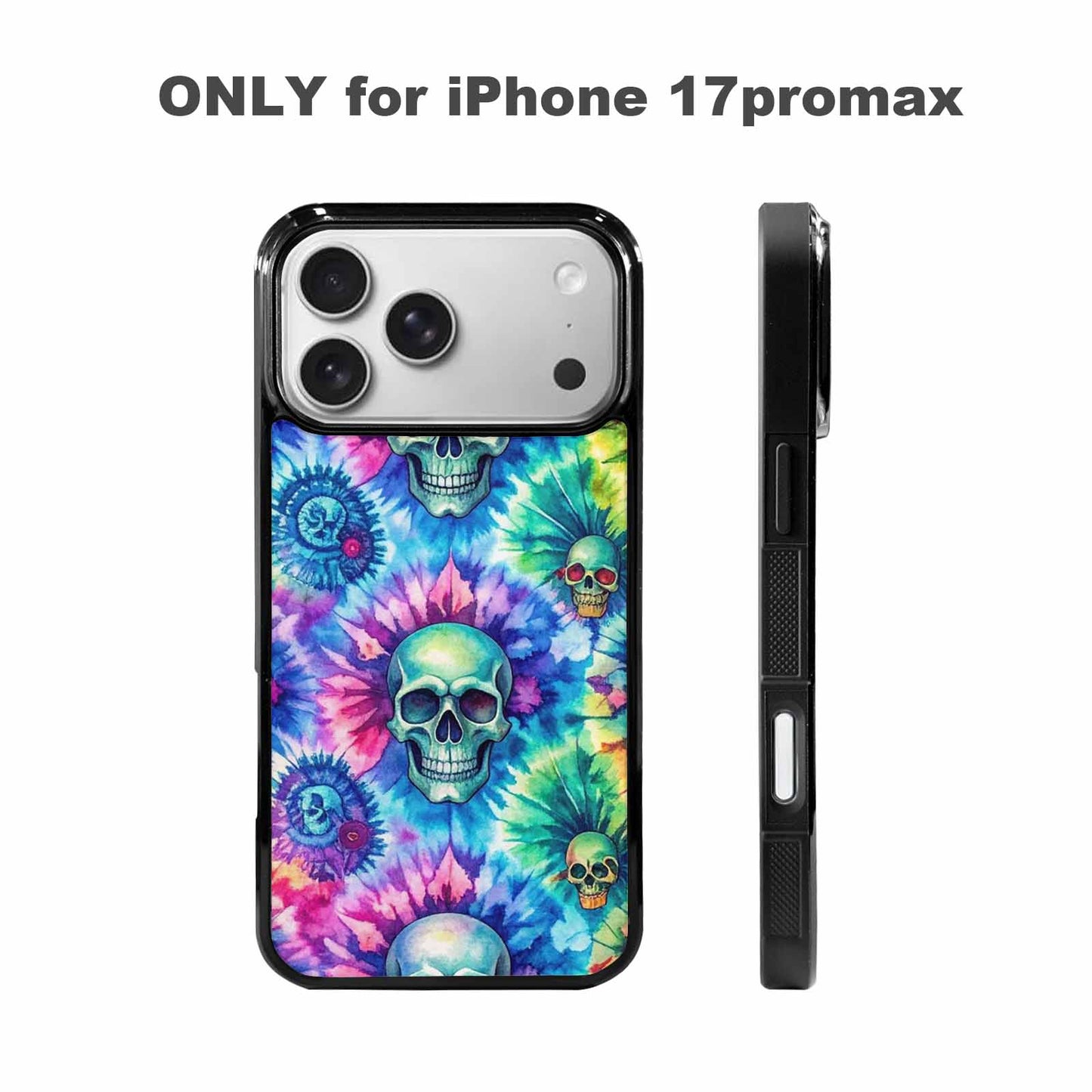 iPhone 17 Pro Max Case — Tie Dye Skull Art Gothic Skulls, Custom Designed Case Cover
