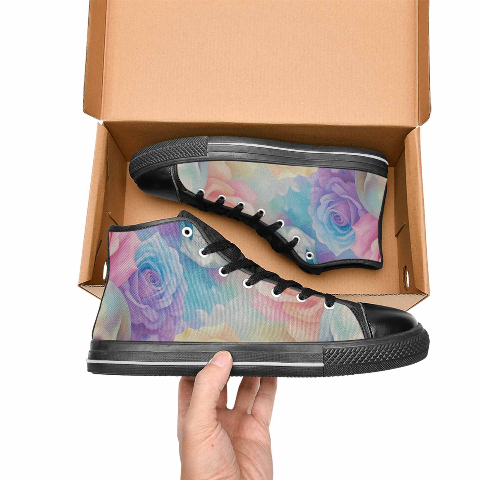MEN'S Skulls Roses Candy Airbrush High Top Canvas Dark Academia Custom Shoes