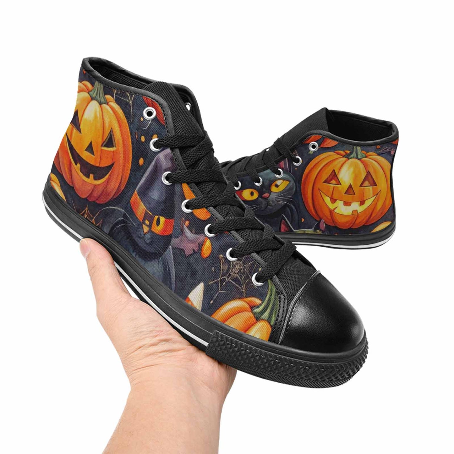 WOMEN'S Halloween High Top Canvas Grunge Custom Sneakers