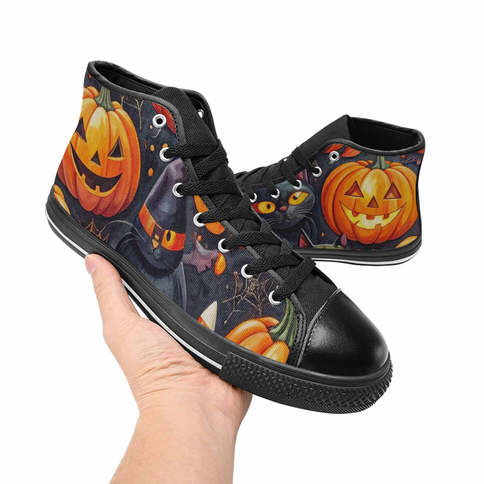 WOMEN'S Halloween High Top Canvas Grunge Custom Sneakers