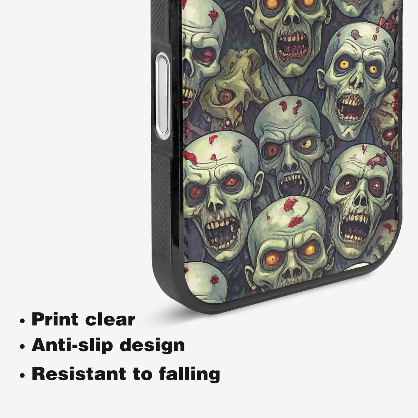 iPhone 16 Case — Zombie Head Pattern Hundreds Of Small, Custom Printed Phone Case