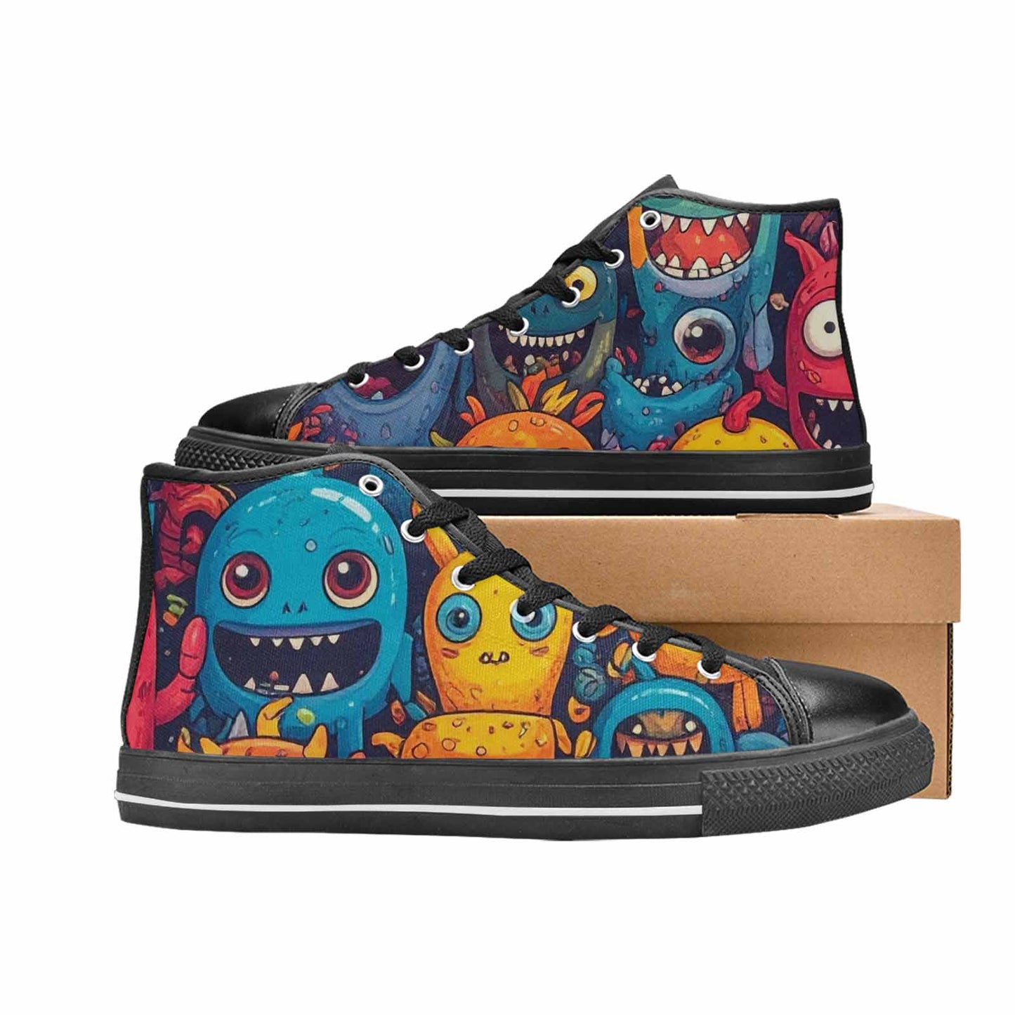 MEN'S Cartoon Monster Character High Top Canvas Grunge Custom Shoes