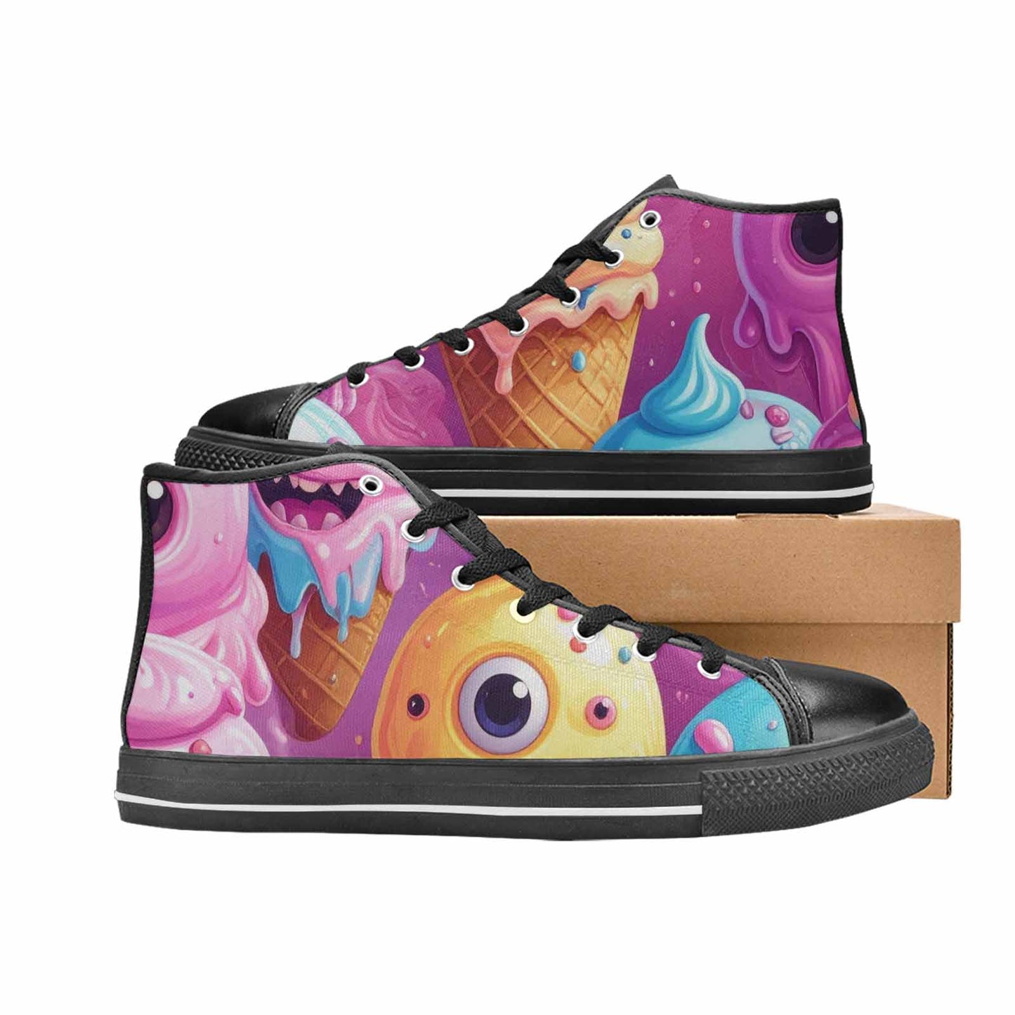 WOMEN'S Melting Icecream Cone Monster High Top Canvas Dark Academia Shoes