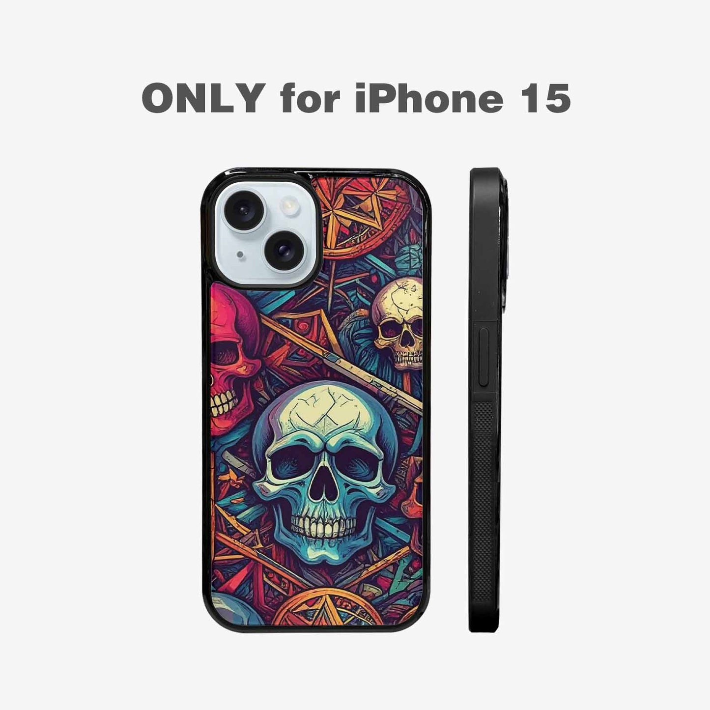 iPhone 15 Case — Sacred Geometry Lots Of Skulls Seamless, Custom Designed Case Cover
