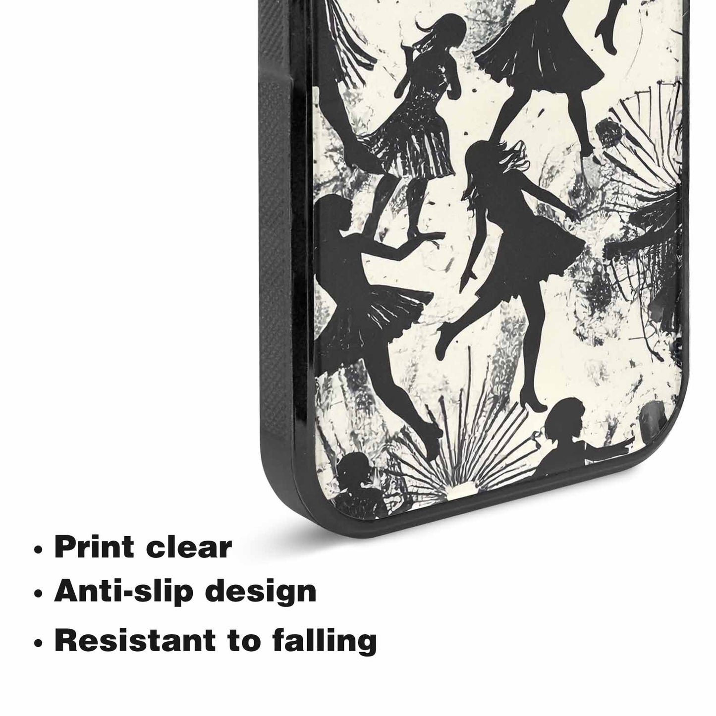 iPhone 15 Plus Case — Bold Dancing Figure Line Art Pattern, Custom Printed Phone Case