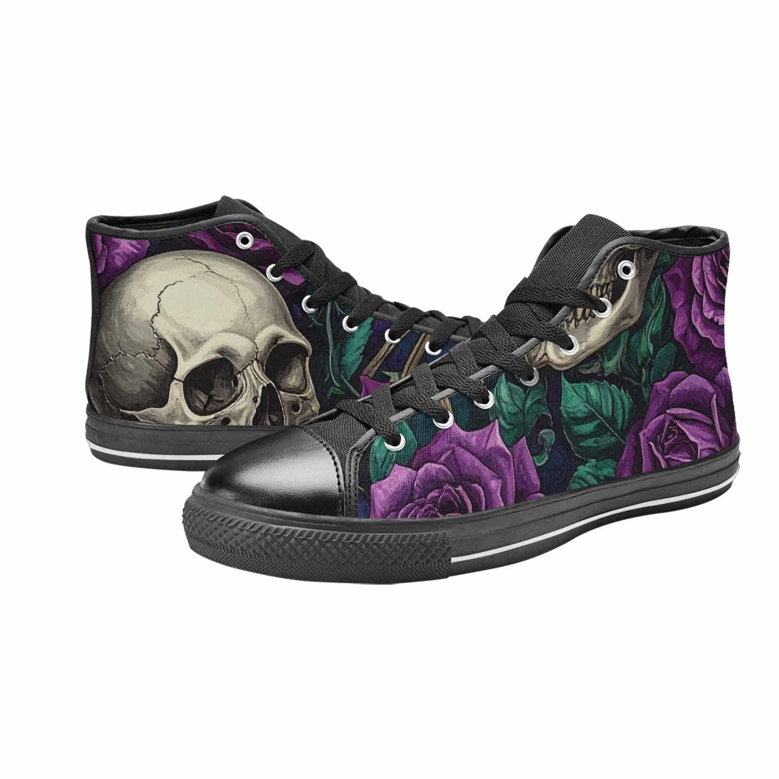 MEN'S Skulls Roses Gothic Filigree High Top Canvas Neon Fantasy Custom Shoes