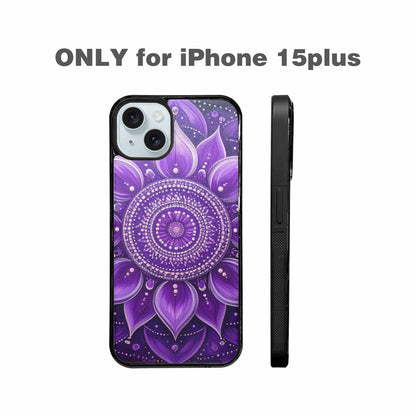 iPhone 15 Plus Case — Purple Mandala Bohemian Print Edge To, Custom Art Phone Cover