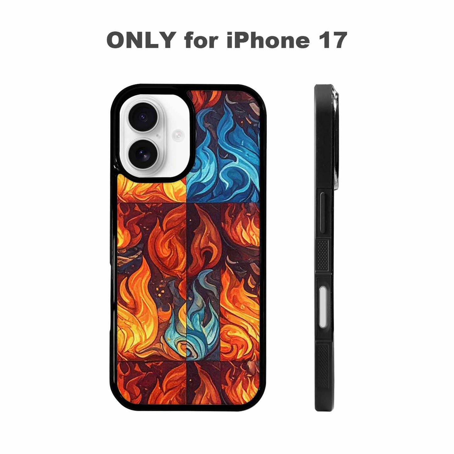 iPhone 17 Case — Small Fire Flame Pattern, Original Art, Custom Designed Case Cover