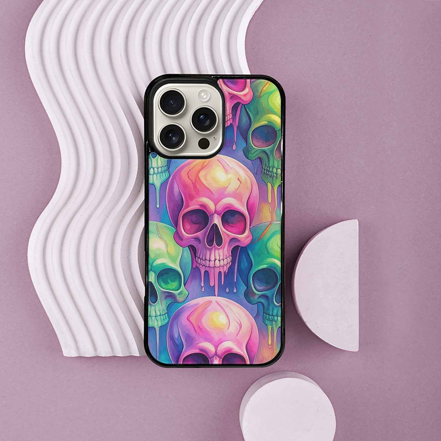 iPhone 16 Pro Max Case — Candy Color Dripping Skulls Custom, Unique Phone Case Design