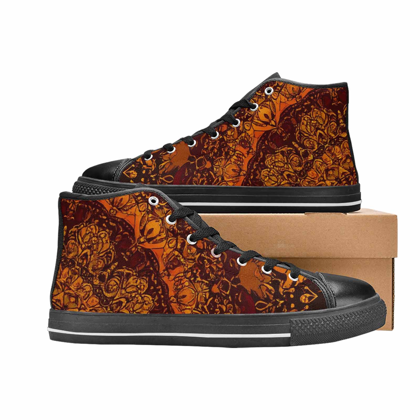 MEN'S Mandala Lions High Top Canvas Grunge Custom Sneakers