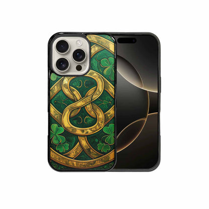iPhone 16 Pro Case — Irish Celtic Knot Pattern Shamrocks Seamless, Custom Print Case Cover