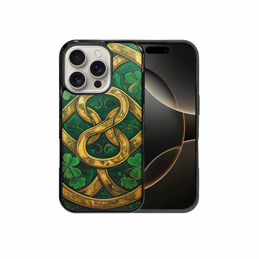 iPhone 16 Pro Case — Irish Celtic Knot Pattern Shamrocks Seamless, Custom Print Case Cover