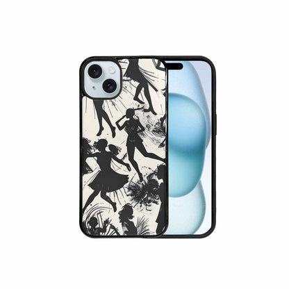 iPhone 15 Plus Case — Bold Dancing Figure Line Art Pattern, Custom Designed Case Cover