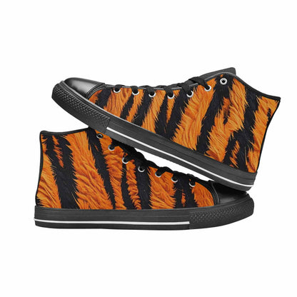 WOMEN'S Bold Tiger Stripe High Top Canvas Neon Fantasy Custom Shoes