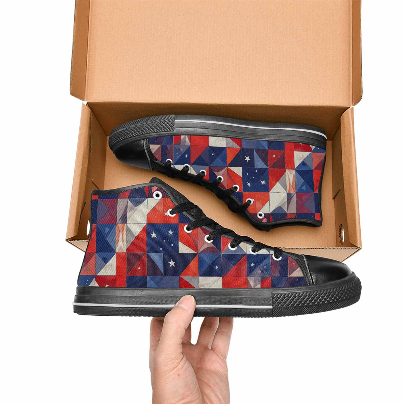 MEN'S American Flag Stars High Top Canvas Dreamcore Custom Sneakers