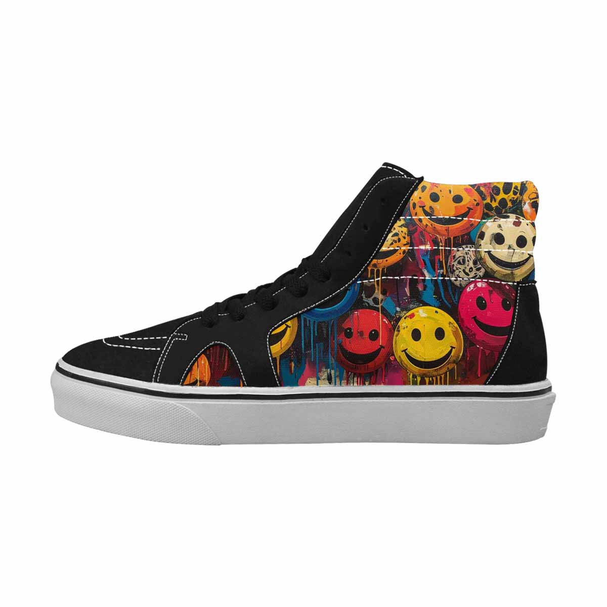 MEN'S Smiley Faces High Top Canvas Wallpaper Art Custom Sneakers