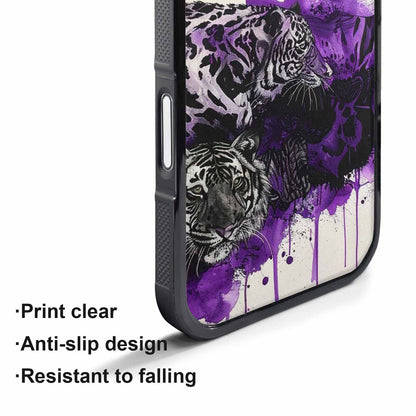 iPhone 17 Pro Case — Black Purple Ink Animal Print Animal, Custom Made Phone Cover