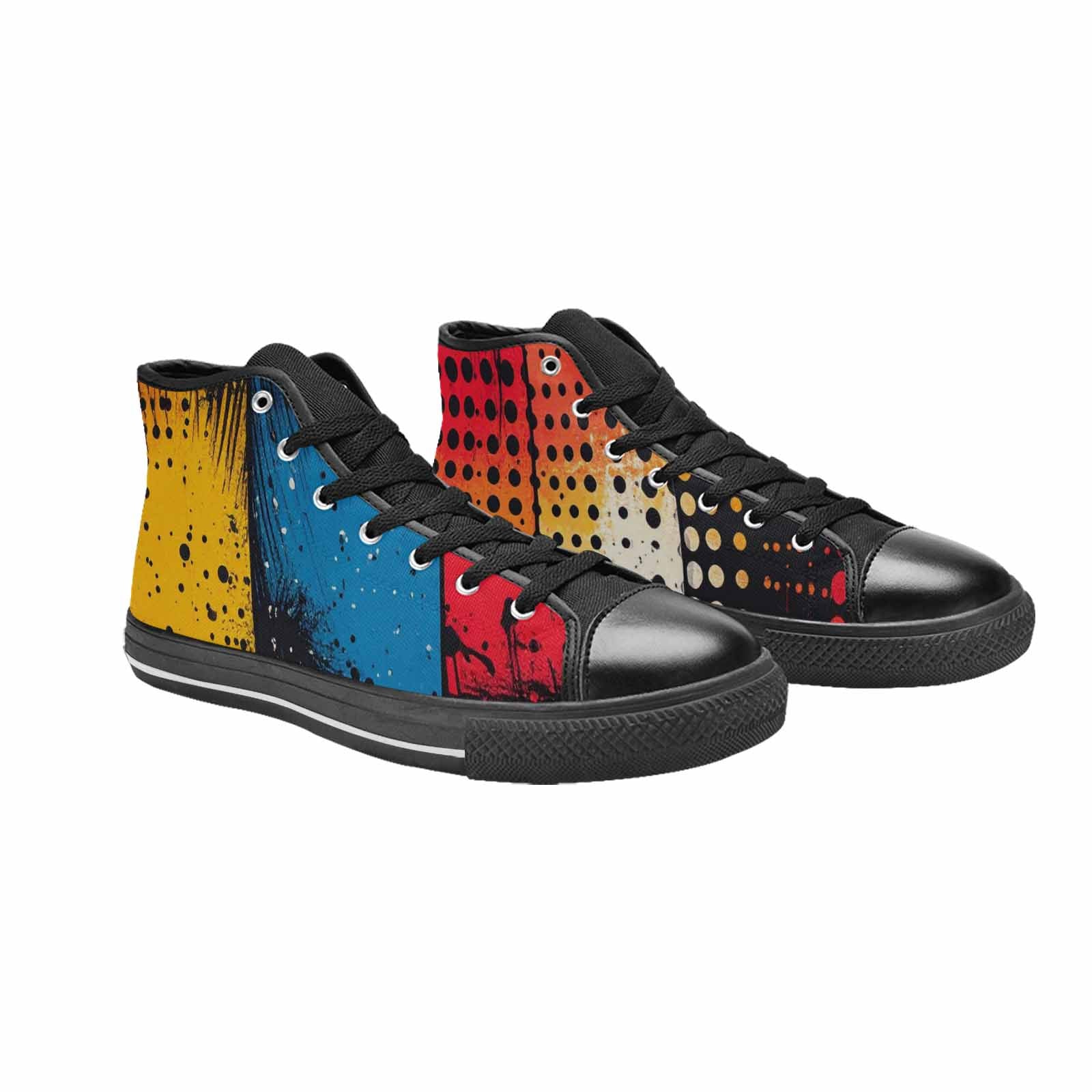 WOMEN'S Comic Book Halftone High Top Canvas Dark Academia Custom Shoes