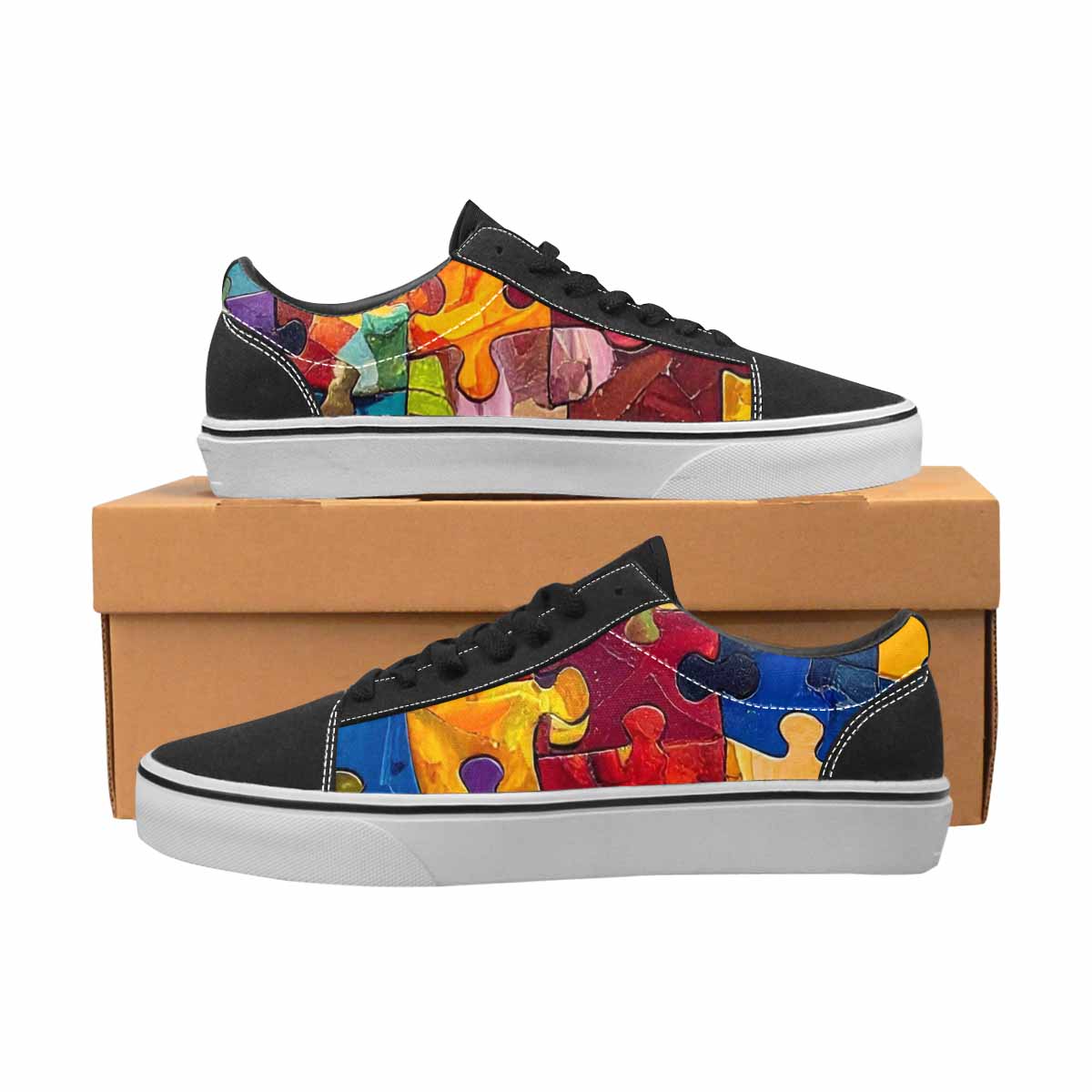 WOMEN'S Autism Puzzle Pieces Lace-Up Canvas Aesthetic Shoes
